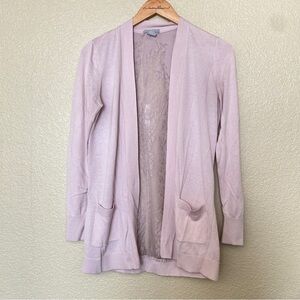 H&M open cardigan long sheer organic design on the back long sleeve pockets med